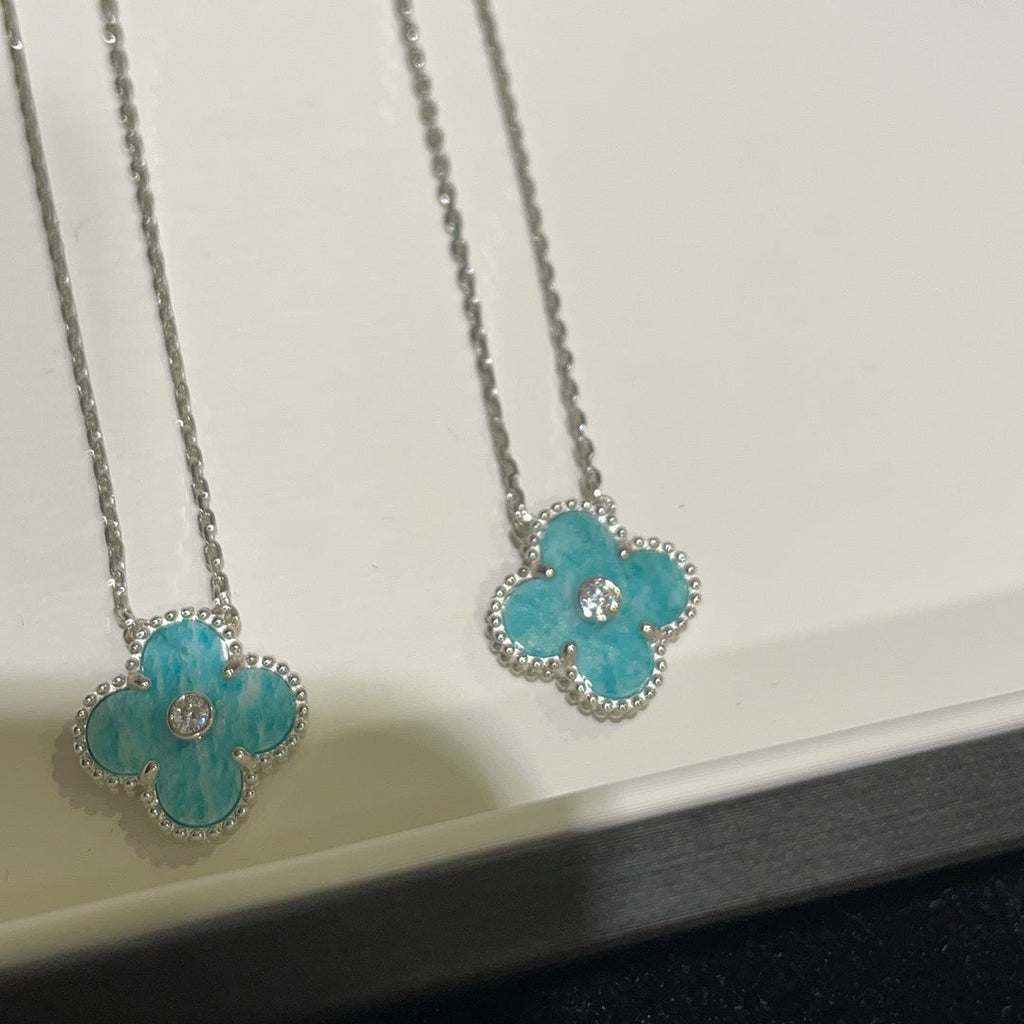 „Dream“-CLOVER 15MM DIAMANT SEVRES PORZELLAN HALSKETTE SILBER
