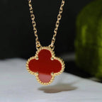 ¡®Dream¡¯CLOVER 15MM CARNELIAN SINGLE FLOWER NECKLACE