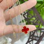 ¡®Dream¡¯CLOVER 15MM CARNELIAN SINGLE FLOWER NECKLACE