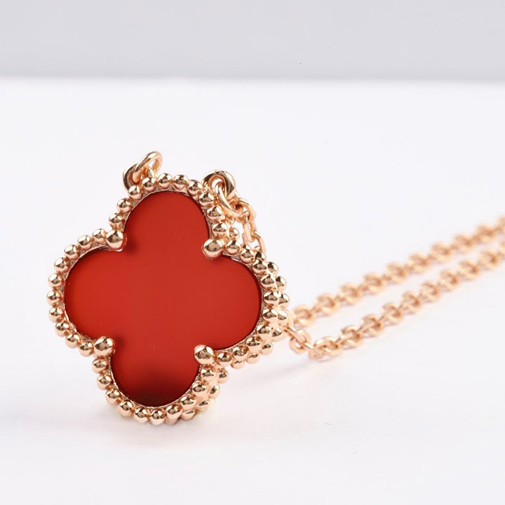 ¡®Dream¡¯CLOVER 15MM CARNELIAN SINGLE FLOWER NECKLACE
