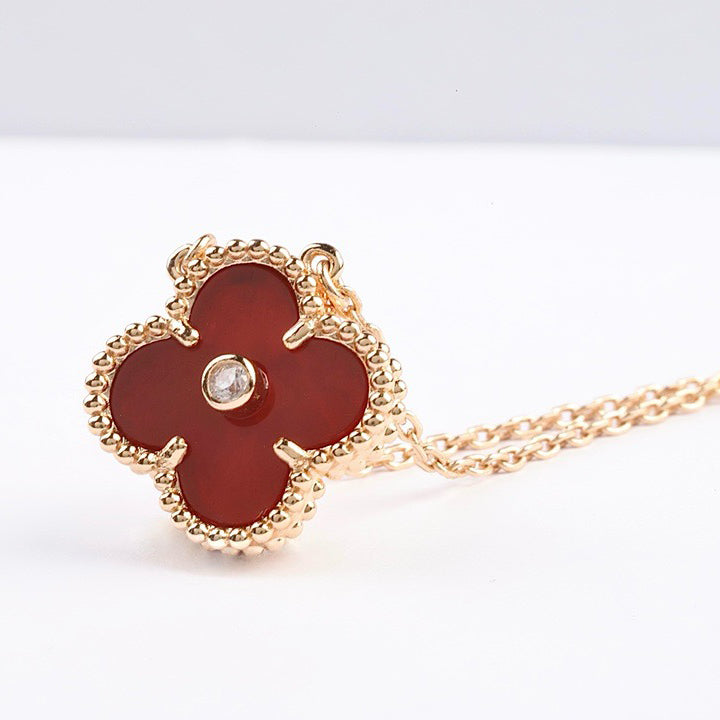 ¡®Dream¡¯CLOVER 15MM DIAMOND CARNELIAN NECKLACE