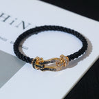 ¡®Dream¡¯FORCE LARGE HORSESHOE BLACK WHITE DIAMOND BRACELET ROSE GOLD