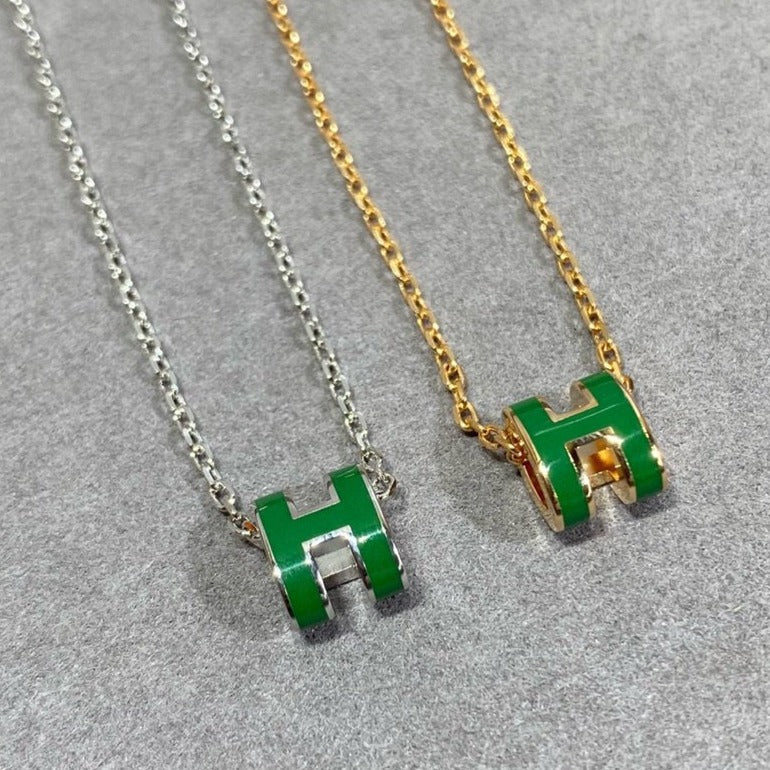 ¡®Dream¡¯POP H GREEN NECKLACE SILVER AND GOLD