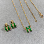 ¡®Dream¡¯POP H GREEN NECKLACE SILVER AND GOLD