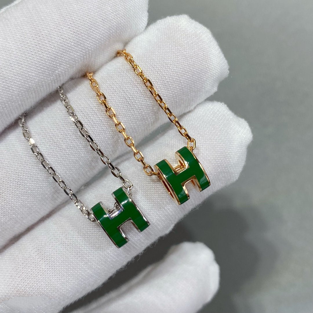 ¡®Dream¡¯POP H GREEN NECKLACE SILVER AND GOLD