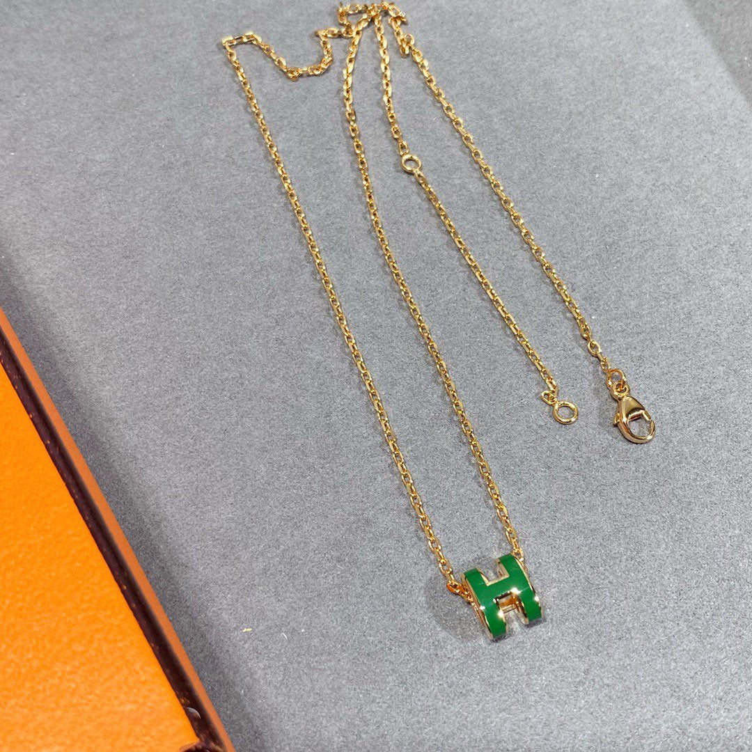 ¡®Dream¡¯POP H GREEN NECKLACE SILVER AND GOLD