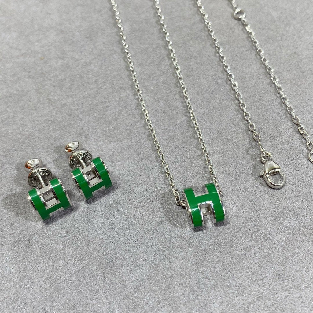 ¡®Dream¡¯POP H GREEN NECKLACE SILVER AND GOLD