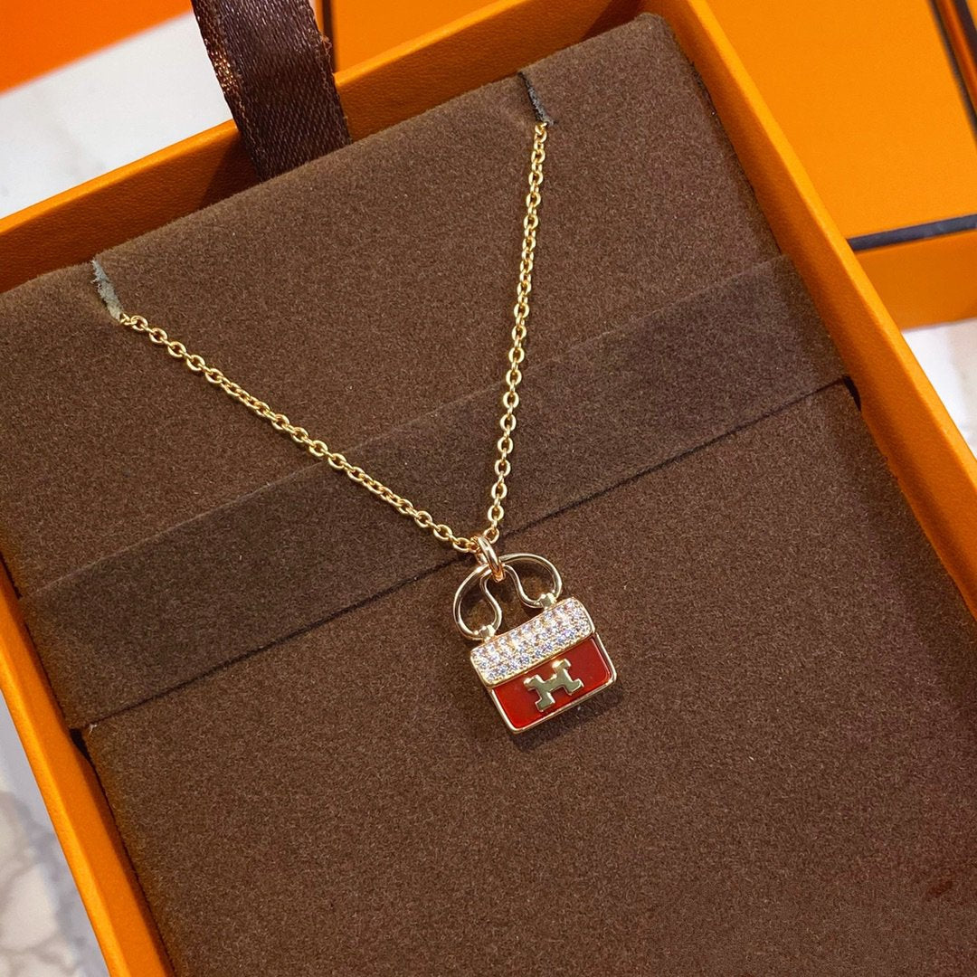 ¡®Dream¡¯CONSTANCE RED PEDANT PINK GOLD NECKLACE