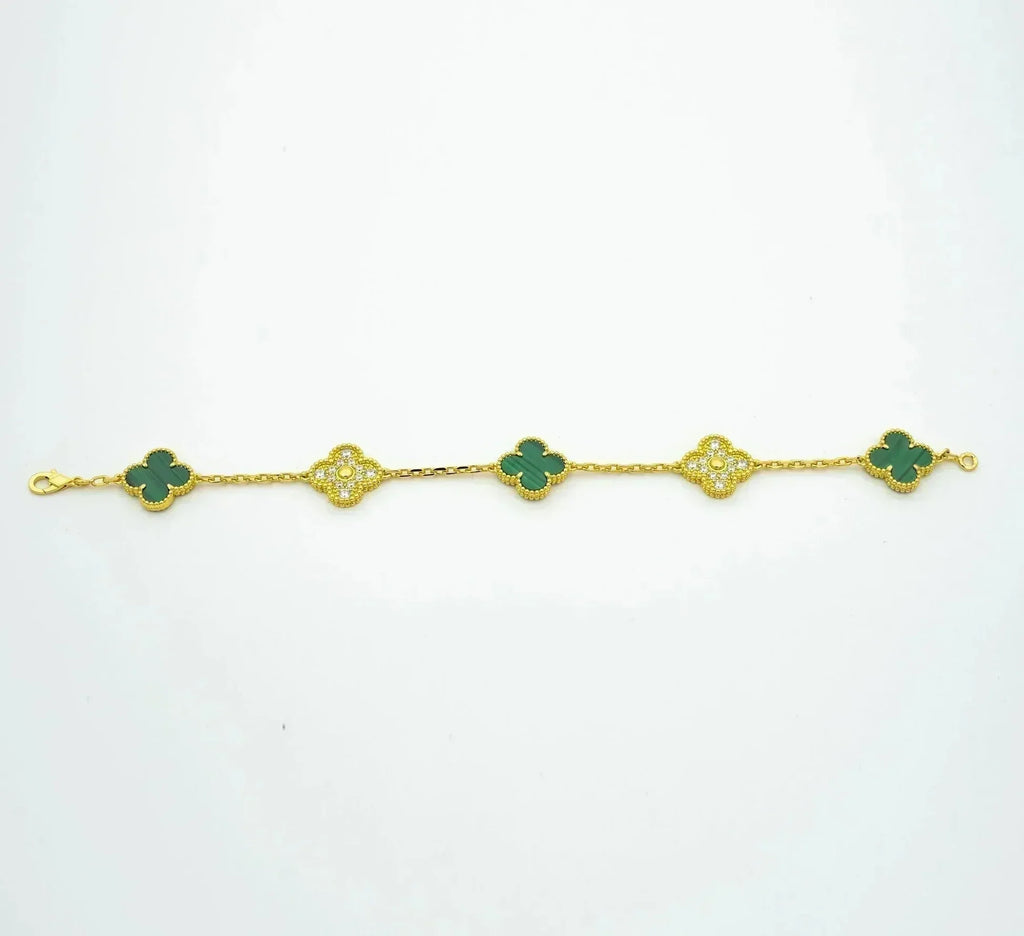 [Dream]New  CLOVER 5 MOTIF MALACHITE BRACELET COLLECTION