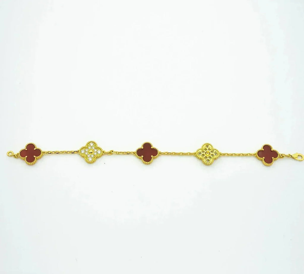 [Dream]Neue ARMBANDKOLLEKTION KLASSISCHES KLEEBBLATT 5 MOTIVE IN ROTEM KARNEOL