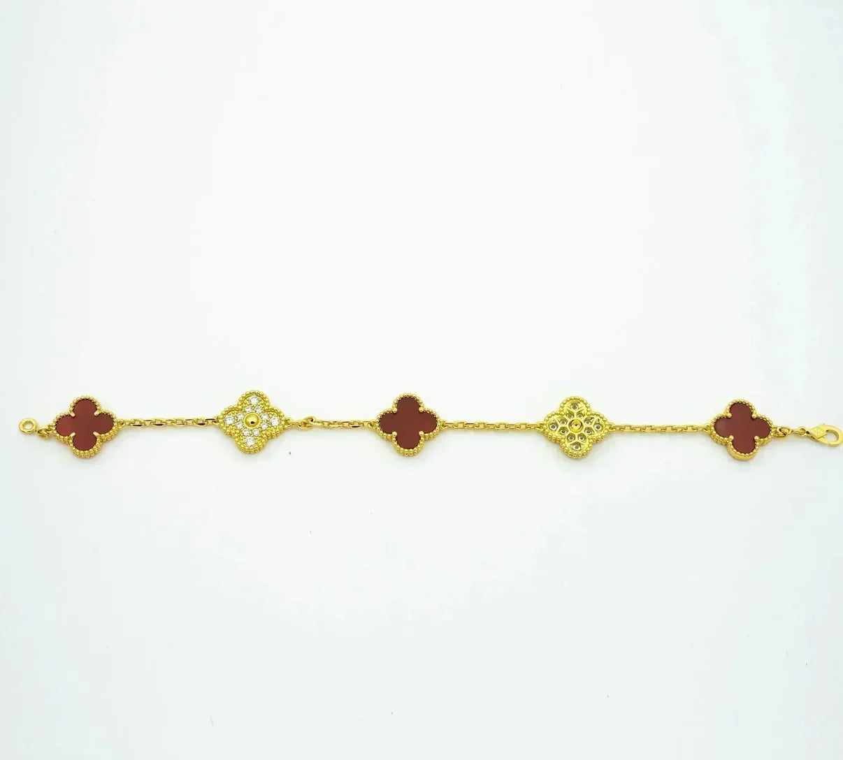 [Dream]Neue ARMBANDKOLLEKTION KLASSISCHES KLEEBBLATT 5 MOTIVE IN ROTEM KARNEOL