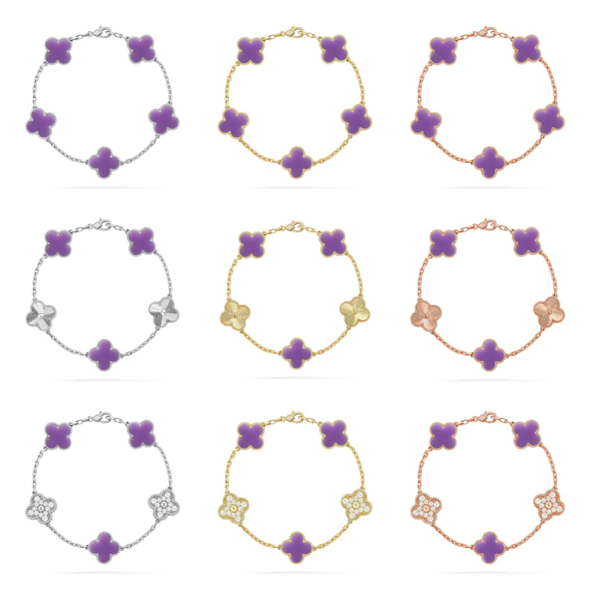 [Dream]New CLOVER 5 MOTIF LIGHT PURPLE BRACELET COLLECTION