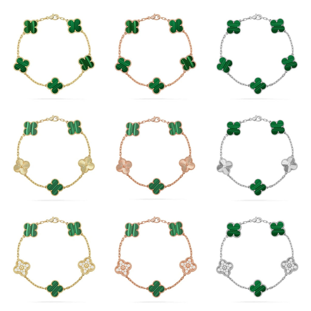 [Dream]New  CLOVER 5 MOTIF MALACHITE BRACELET COLLECTION