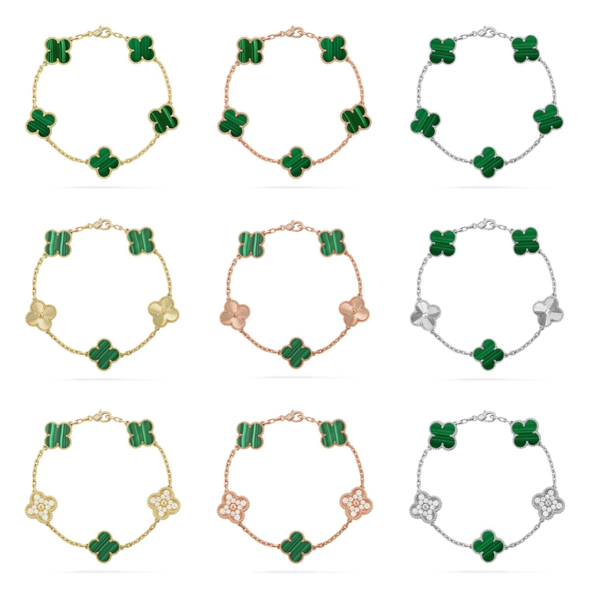 [Dream]New  CLOVER 5 MOTIF MALACHITE BRACELET COLLECTION