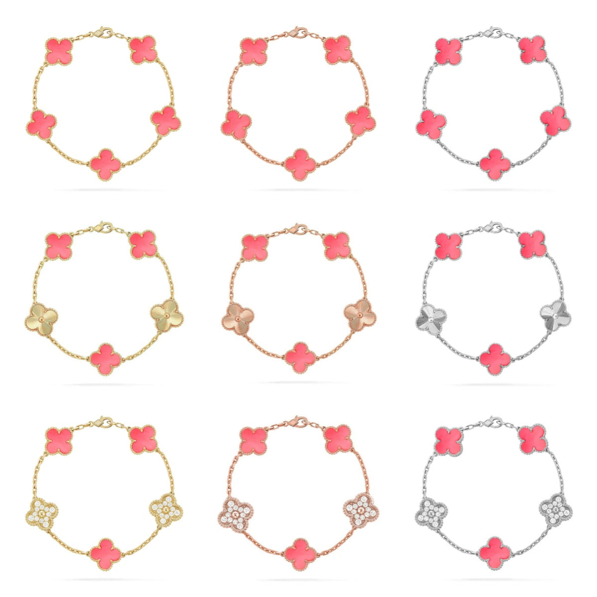[Dream]New  CLOVER 5 MOTIFS  PINK MOP BRACELET COLLECTION