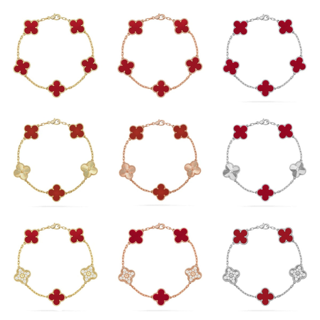 [Dream]Neue ARMBANDKOLLEKTION KLASSISCHES KLEEBBLATT 5 MOTIVE IN ROTEM KARNEOL