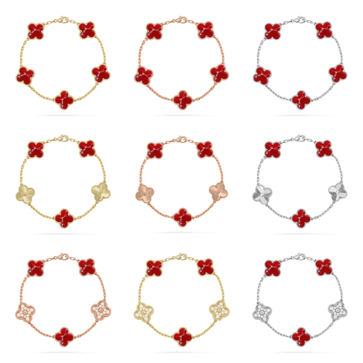 [Dream]New CLOVER 5 MOTIF RED PATTERN BRACELET COLLECTION