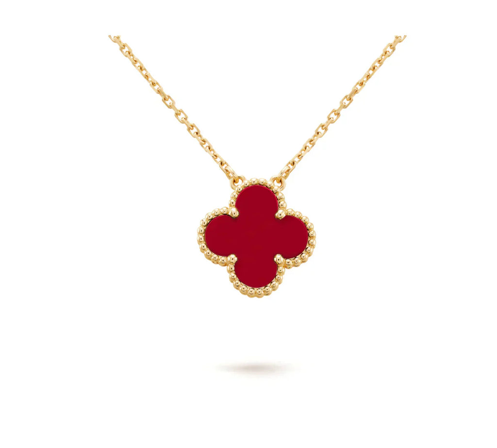 ¡®Dream¡¯CLOVER 15MM CARNELIAN SINGLE FLOWER NECKLACE