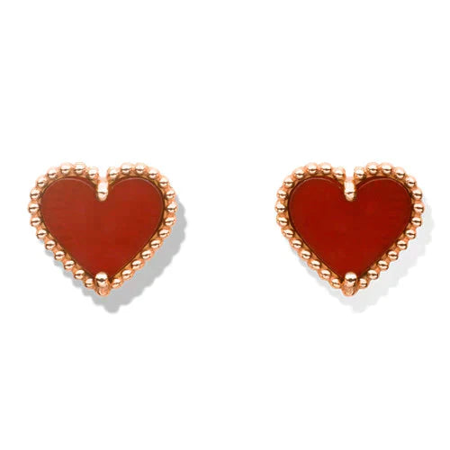 ¡®Dream¡¯HEART CARNELIAN STUD EARRINGS