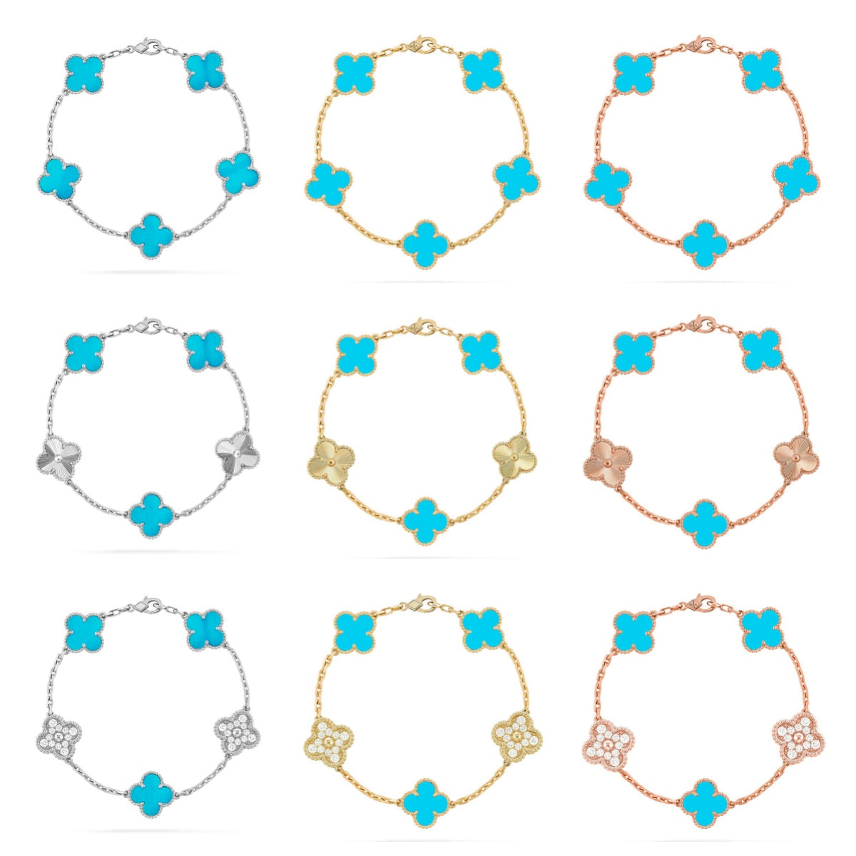 [Dream]New  CLOVER 5 MOTIF TURQUOISE BRACELET COLLECTION
