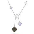 ¡®Dream¡¯CLOVER MOP CHALCEDONY NECKLACE SILVER 6 MOTIF