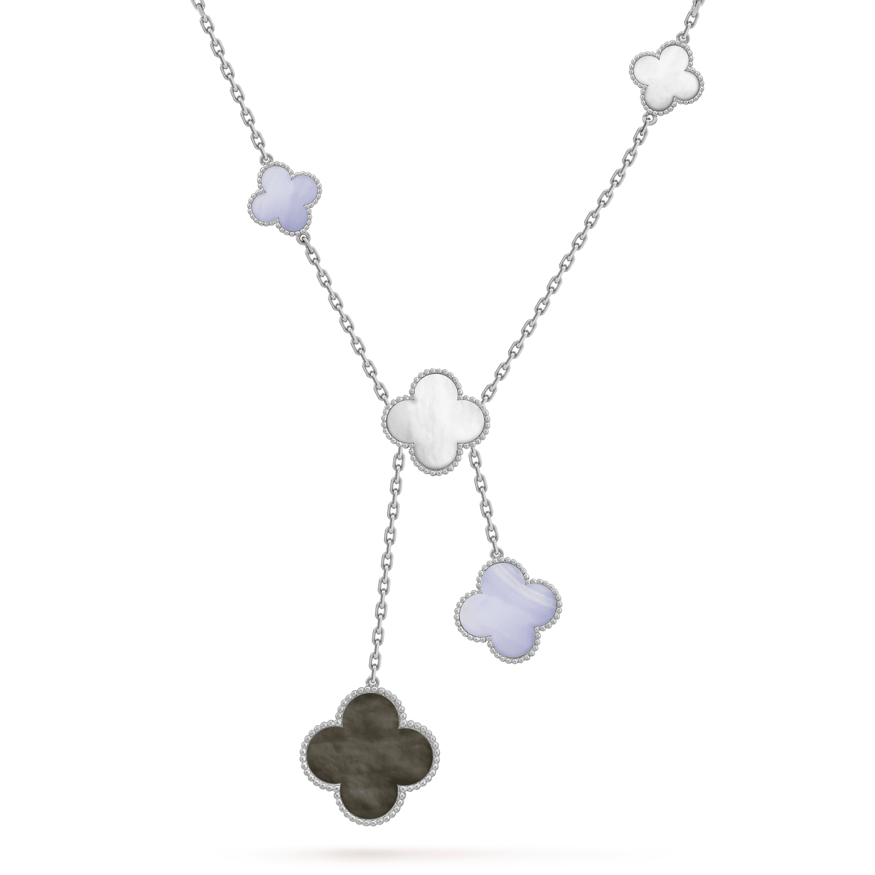 ¡®Dream¡¯CLOVER MOP CHALCEDONY NECKLACE SILVER 6 MOTIF