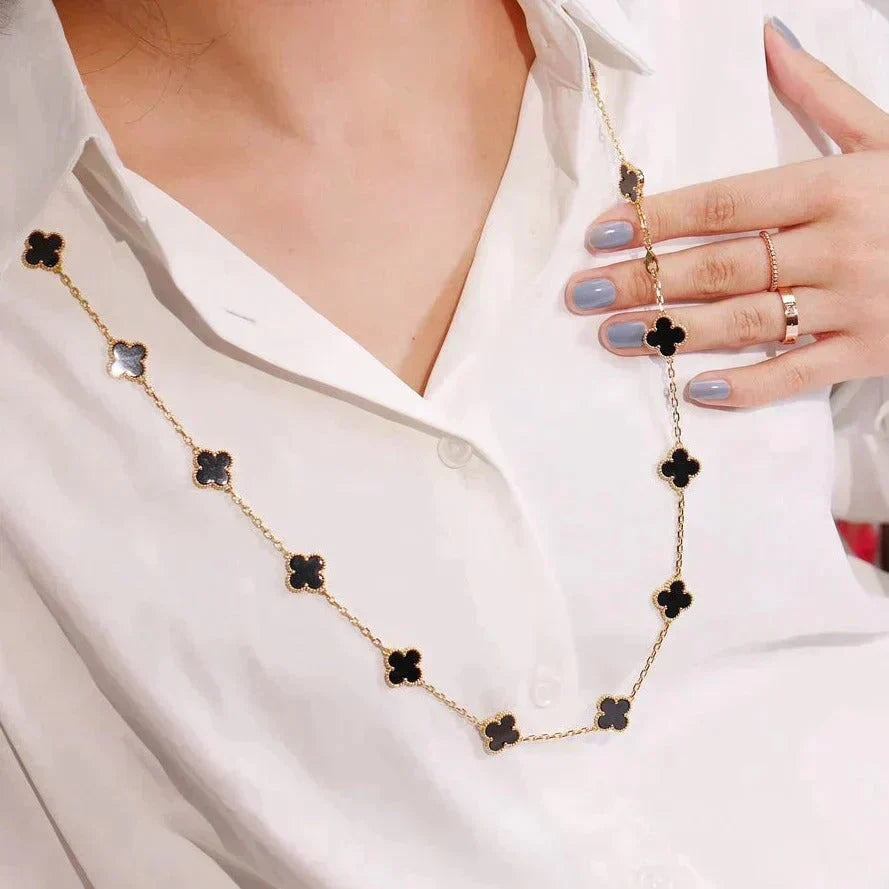 ¡®Dream¡¯CLOVER 20 MOTIFS ONYX NECKLACE