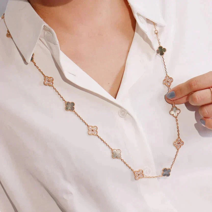 ¡®Dream¡¯CLOVER 20 MOTIFS DARK MOP DIAMOND  NECKLACE