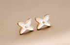 'Dream' JEUX DE WHITE MOP PINK GOLD DIAMOND EARRINGS