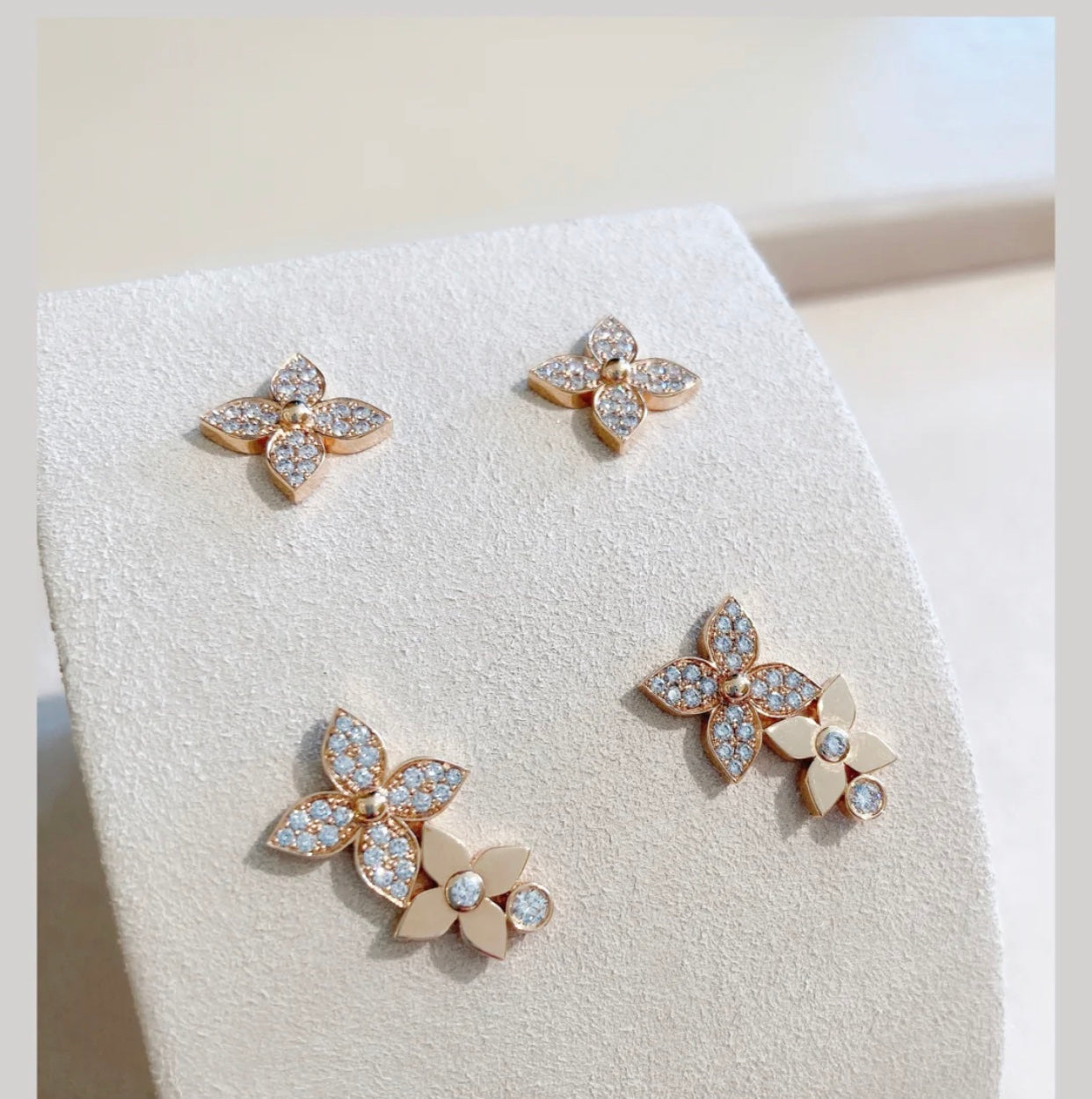 ¡®Dream¡¯STAR BLOSSOM STUD EARRINGS PINK GOLD DIAMONDS