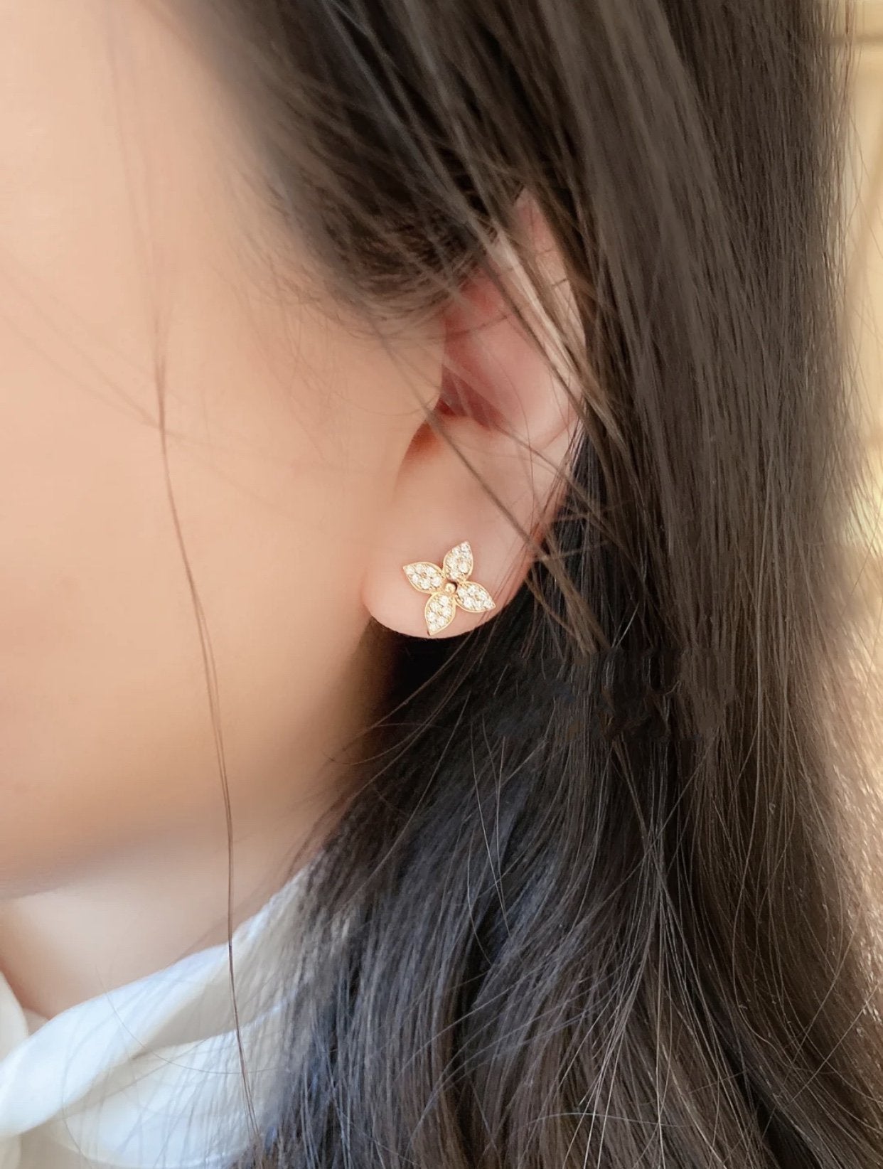 ¡®Dream¡¯STAR BLOSSOM STUD EARRINGS PINK GOLD DIAMONDS