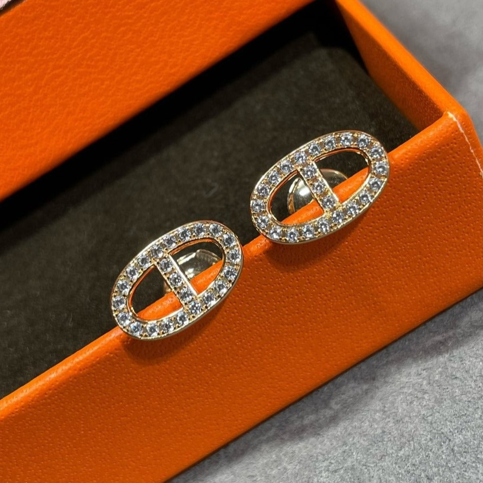 ¡®Dream¡¯HM FULL DIAMOND PIG NOSE STUD EARRINGS