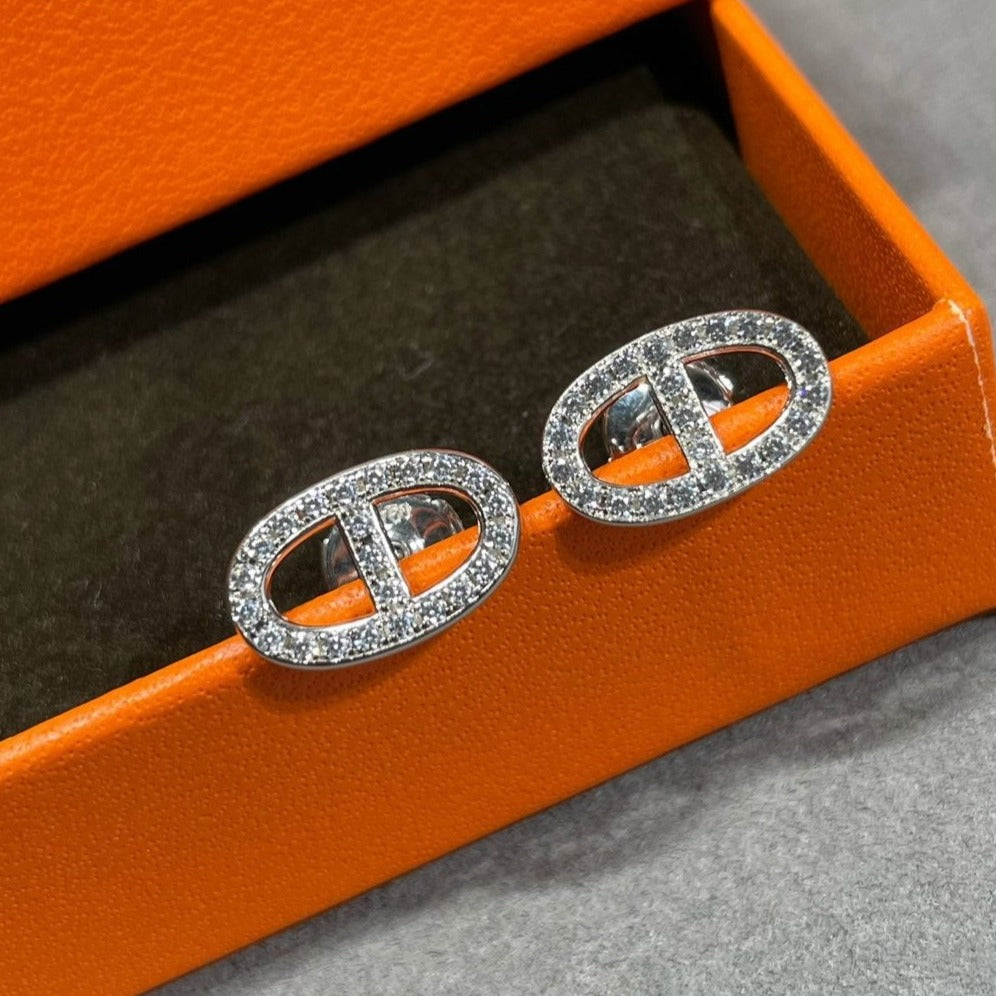 ¡®Dream¡¯HM FULL DIAMOND PIG NOSE STUD EARRINGS