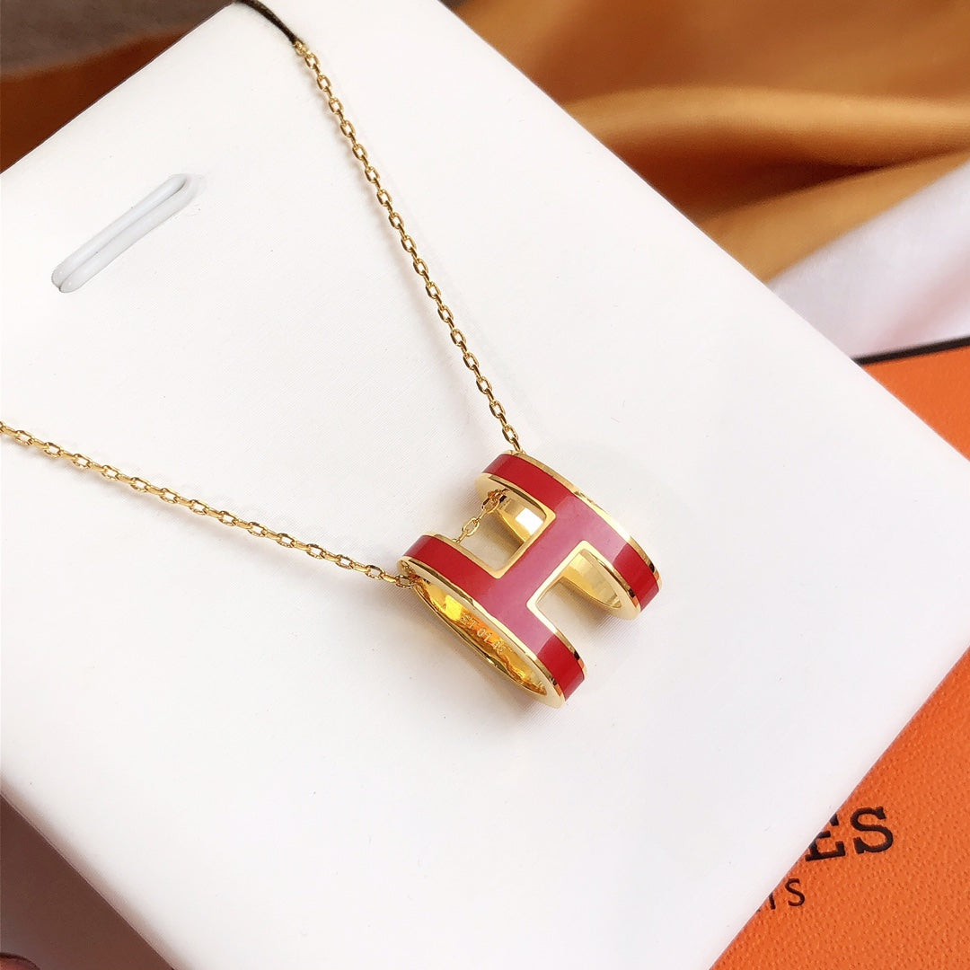 ¡®Dream¡¯HM CLIC RED ENAMEL GOLD NECKLACE
