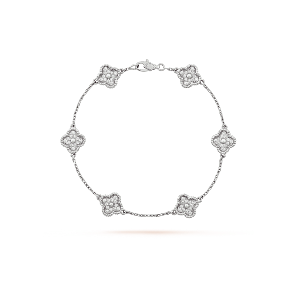 ¡®Dream¡¯CLOVER 6 MOTIF SILVER DIAMOND BRACELET