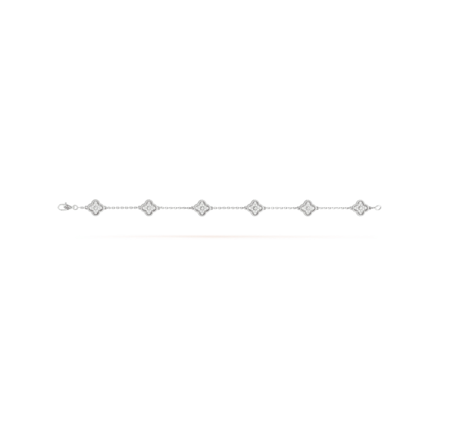¡®Dream¡¯CLOVER 6 MOTIF SILVER DIAMOND BRACELET