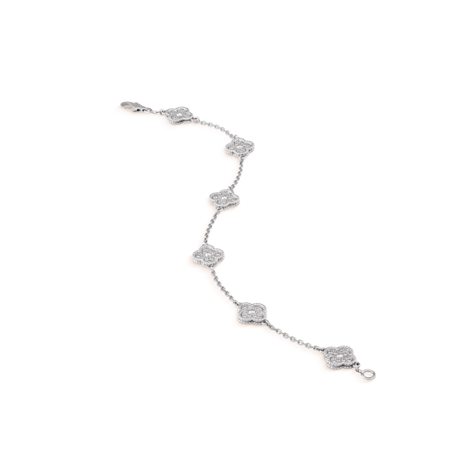 ¡®Dream¡¯CLOVER 6 MOTIF SILVER DIAMOND BRACELET