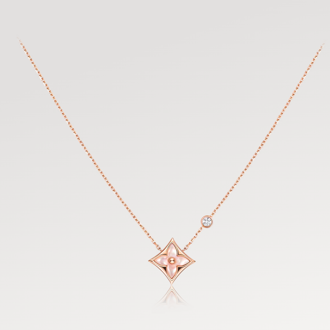 ¡®Dream¡¯STAR PINK MOP 1 DIAMOND PINK GOLD NECKLACE