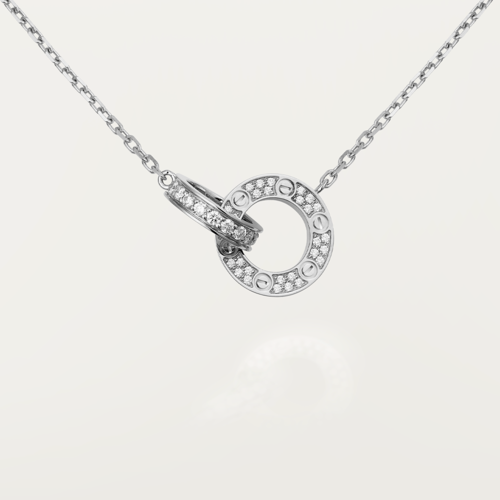 ¡®Dream¡¯LOVE 7.6MM NECKLACE ROSE GOLD AND SILVER  FULL DIAMOND