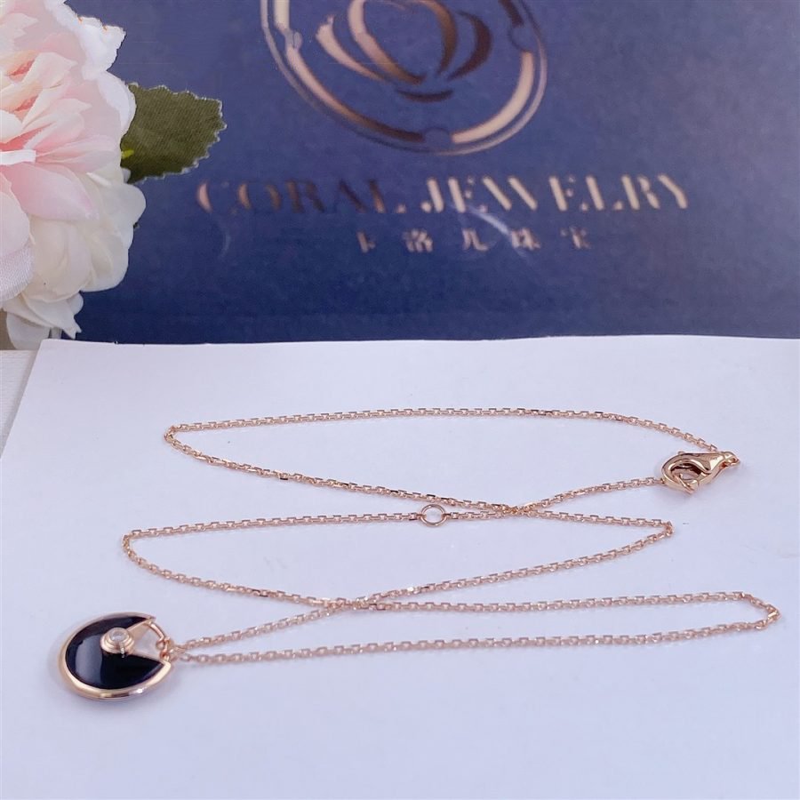 'Dream' AMULETTE ROSÉGOLD ONYX-HALSKETTE