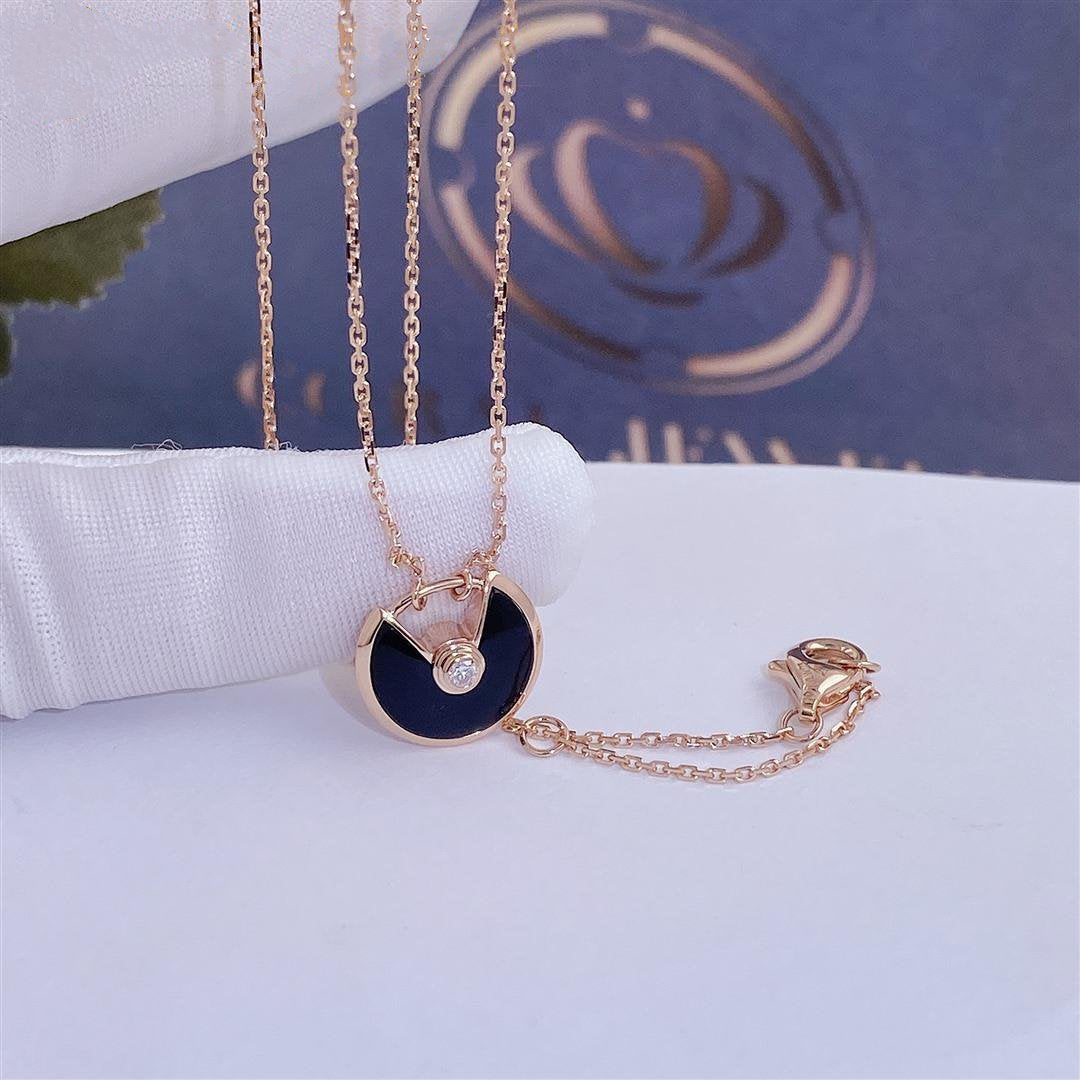 ¡®Dream¡¯AMULETTE ROSE GOLD ONYX NECKLACE