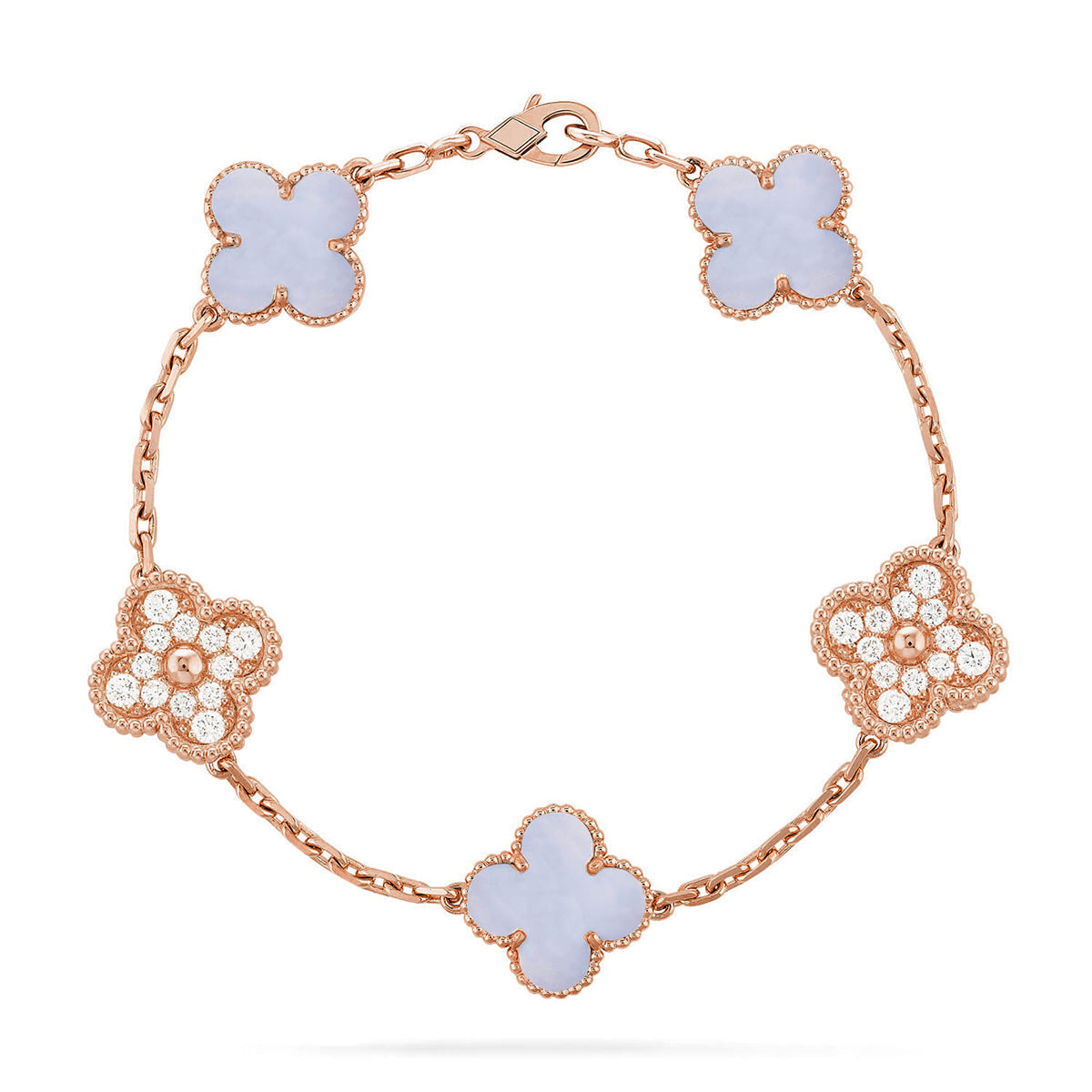[Dream]New  CLOVER 5 MOTIF PURPLE CHALCEDONY BRACELET COLLECTION