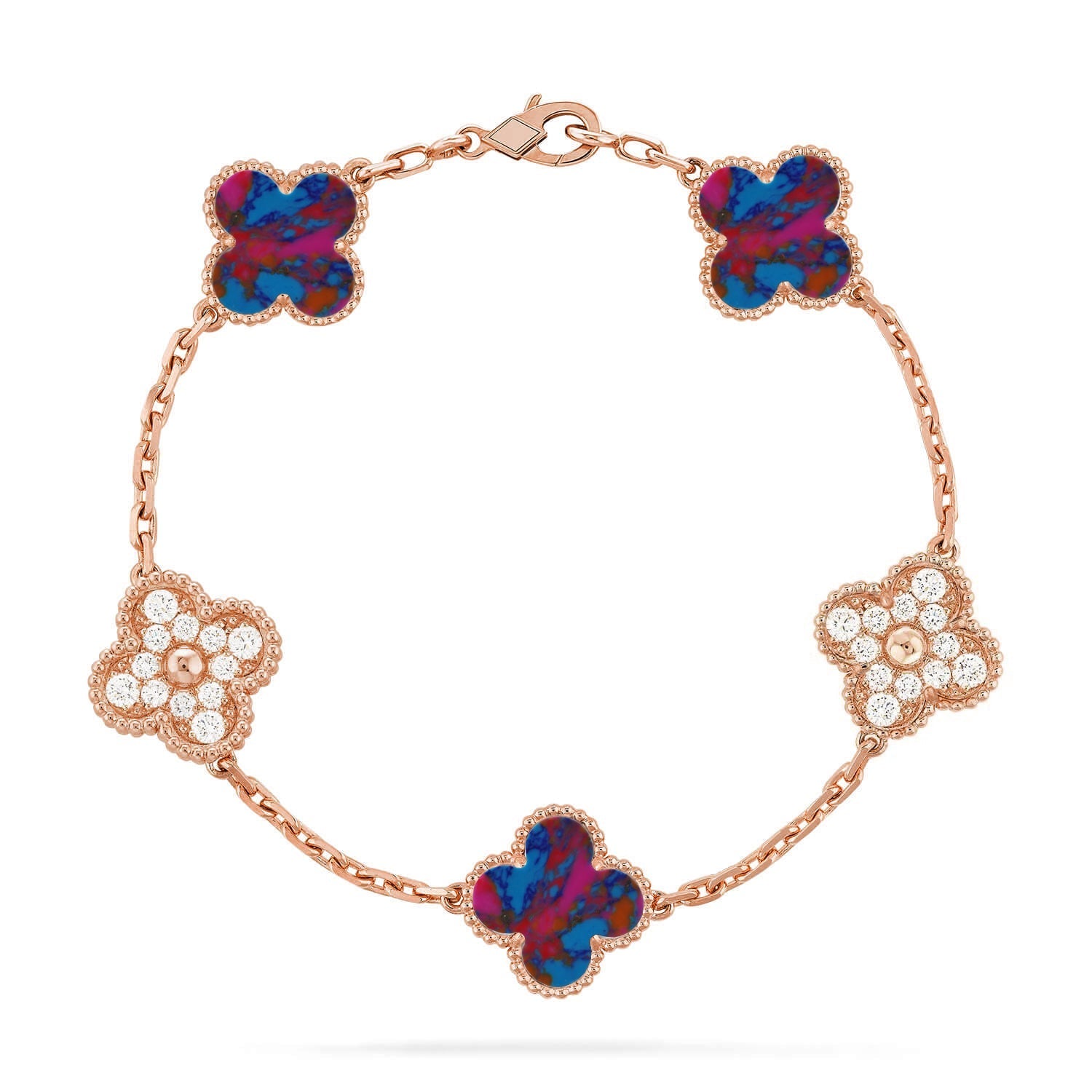 [Dream]New CLOVER 5 MOTIF COLOR GEMSTONES BRACELET COLLECTION