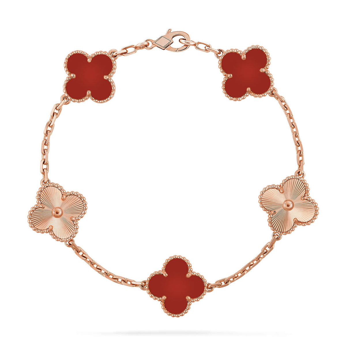 [Dream]New  CLOVER 5 MOTIF RED CORNELIAN BRACELET COLLECTION