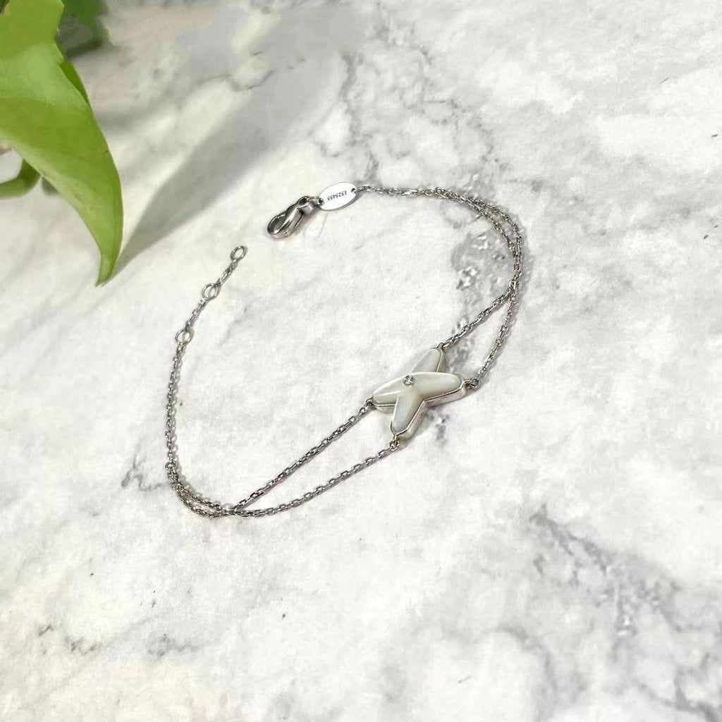 „Dream“ JEUX ARMBAND WEISSE PERLMUTT SILBER 1 DIAMANT