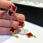 [Dream]Neue ARMBANDKOLLEKTION KLASSISCHES KLEEBBLATT 5 MOTIVE IN ROTEM KARNEOL