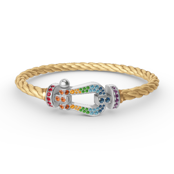 ¡®Dream¡¯FORC LARGE HORSESHOE  COLORED DIAMOND BRACELET SILVER