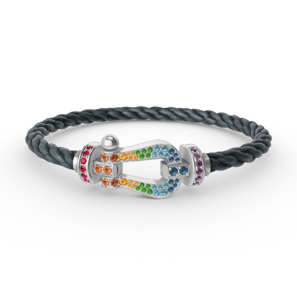 ¡®Dream¡¯FORC LARGE HORSESHOE  COLORED DIAMOND BRACELET SILVER