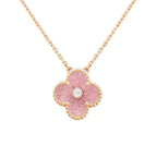 ¡®Dream¡¯CLOVER 15MM DIAMOND RHODONITE NECKLACE