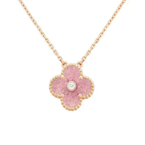 ¡®Dream¡¯CLOVER 15MM DIAMOND RHODONITE NECKLACE